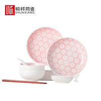 顺祥陶瓷抗菌瓷简凡10头套装餐具（小时代-粉）A 小时代10头粉