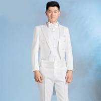 白色男装礼服主持男礼服大合唱歌燕尾服套装(黑色领带) 五件套