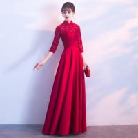 Tri-polar中国风长裙晚礼服连衣裙指挥主持人礼服女