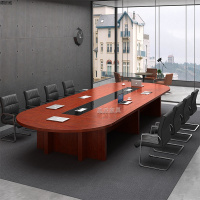 企购优品 椭圆形会议桌大小型会议桌简约条桌板式洽谈桌 3米*1.4米