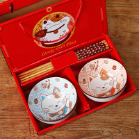 【苏宁】日式碗青花瓷碗韩式骨瓷碗礼品套碗陶瓷餐具回礼碗筷套装礼盒套碗