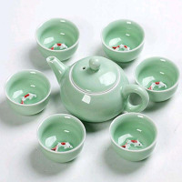 C&C cyy01 陶瓷鲤鱼青瓷七头茶壶茶杯整套定制 100套起订 JH