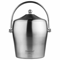 SK企业定制BINGOO 2L 户外加厚不锈钢冰桶带盖香槟桶红酒葡萄酒啤酒吧KTV冰块保温桶 砂光冰桶