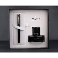 毕加索(Pimio) PS-T5816 钢笔/美工笔礼盒装男女士钢笔免费刻字 黑色金夹三笔尖 高级精装钢笔墨水 套装
