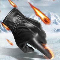 ANRUITE 皮手套男冬季保暖骑行滑雪触屏加绒加厚冬天骑车开车防风防寒 黑色