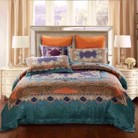 万事利 凡尔赛艺真丝床品套件 绿色四件套