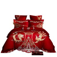 北极绒全棉手工刺绣婚庆结婚四件套