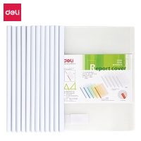 得力(deli)12只A4加厚拉杆夹抽杆文件夹 透明报告夹简历夹5534白色
