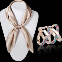 金穗慧采 丝巾扣 时尚简约丝巾圈披肩扣小三环胸针胸花配饰女欧美围巾扣披肩扣韩式装饰品 双X金白色 JH