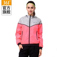 361度女装春秋季撞色运动外套 361单夹克女连帽开襟卫衣女