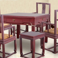 企购优品宣和满堂红餐桌式棋牌桌(每套配4张椅子,2个小茶几)