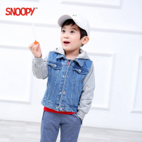 史努比(SNOOPY)童装男女童牛仔外套蓝色纯棉男童女童中小通用装拼接上衣连帽棒球服牛仔夹克衫90-140cm