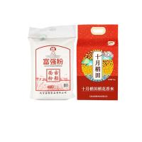 中粮 米面油组合(十月稻田稻花香大米5kg*2+鲁花食用油花生油5L(附赠品)+古船富强面粉5kg)