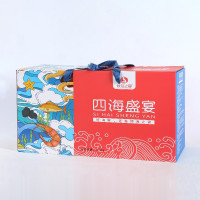 倾海之宴海鲜礼盒大礼包1160克白玉虾卤香海鲫鱼原味虾片紫菜嫩芽海木耳组合装海鲜大礼包 四海盛宴1.16kg礼盒装