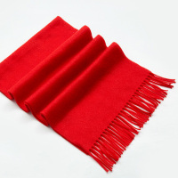 红围巾 秋冬纯色围巾斜纹纯棉流苏披肩大红色高档年会礼品赠品批发