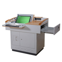 多媒体讲台桌钢制讲台电教中控讲台演讲台可折叠收纳 双显示器