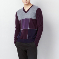 【100%山羊绒】鄂尔多斯ERDOS V领提花男式羊绒衫