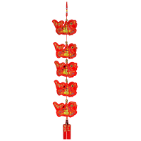 SCP 5头弯鱼串中国结 SCP-13199 春节挂饰节日喜庆装饰挂件(20条起订)