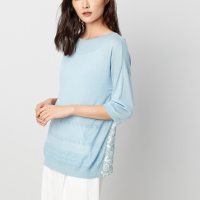 鄂尔多斯 精纺一字领[翻花]中袖女式羊绒衫