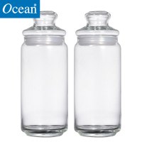 Ocean进口透明玻璃圆形罐密封罐防潮玻璃零食干果瓶茶叶奶粉罐子1000ML2只