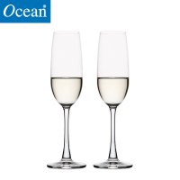 Ocean进口无铅玻璃冷切口葡萄酒笛形香槟杯宴会酒杯185ML2只