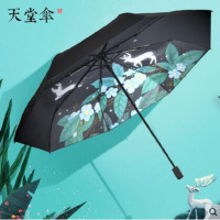 天堂33539E梦幻三折黑胶太阳伞