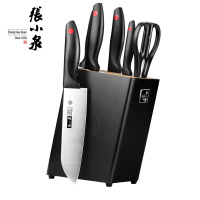 张小泉145mm斩骨刀+185mm切片刀+180mm小厨刀+75mm水果刀+200mm磨刀棒+200mm厨房剪+木质刀座
