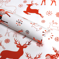 TaTanice 礼品包装纸 大张加厚鲜花纸圣诞节礼物生日礼物礼品盒打包纸包书纸 烫金橙色圣诞麋鹿Tbz1201