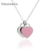 Tiffany&Co.:蒂芙尼经典款粉心珐琅双心项链S925银(多种链长可选)