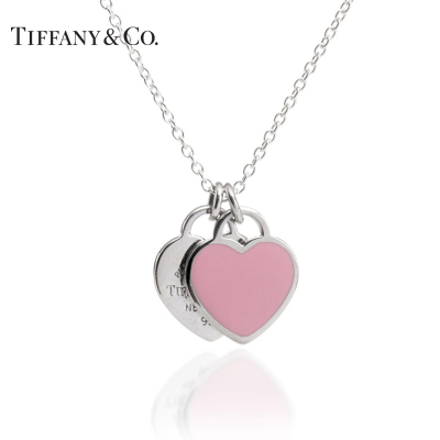 Tiffany&Co.:蒂芙尼经典款粉心珐琅双心项链S925银(多种链长可选)