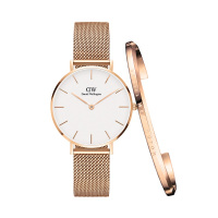 丹尼尔惠灵顿（DanielWellington）DW手表欧美28mm白盘金属女表DW00100219+小号手镯（礼盒装）