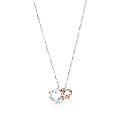 Tiffany&Co.:蒂芙尼项链 S925银配18K玫瑰金吊坠 心形项链双爱心