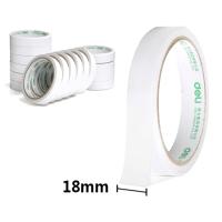 得力(deli)30402棉纸双面胶带 18mm*10y*80um(白)(16卷/袋)