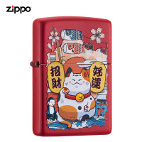 Zippo芝宝打火机正版发财猫红漆哑套装男士打火机zippo官方旗舰店新年礼盒套装ZCBEC-143