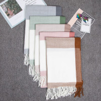 SCP 仿羊绒拼色围巾 SCP-13310 保暖围巾加大空调披肩 (条)