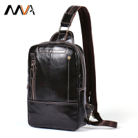MVA 真皮胸包复古时尚男式单肩挎包多功能双肩背包