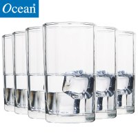 ocean进口透明无铅玻璃水杯耐热茶杯果汁杯子金字塔异形水杯300ML6只
