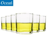 ocean进口透明无铅玻璃水杯耐热茶杯果汁杯子金字塔异形水杯330ML6只