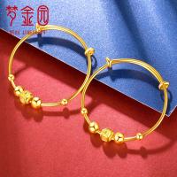 梦金园 黄金手镯 路路通磨砂儿童手镯 足金999黄金手镯 黄金饰品首饰 单只