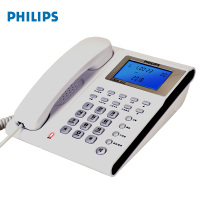 飞利浦(PHILIPS)电话机座机 固定电话 办公家用 双插孔 来电显示 免打扰 CORD222 (黑色)