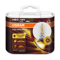 欧司朗OSRAM雾行者汽车大灯灯泡HB3(9005)远光灯近光灯雾灯卤素灯泡原车替换前大灯12V60W对装FBR