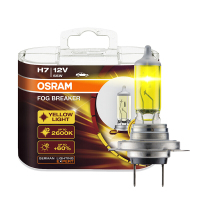 欧司朗OSRAM雾行者汽车大灯灯泡H7远光灯近光灯雾灯卤素灯泡原车替换前大灯12V55W对装FBR