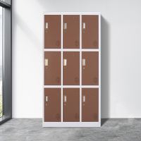 [晋美升]彩色更衣柜 咖色九门 铁皮柜 员工储物柜 带锁 900*450*1850mm