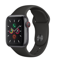 Apple Watch Series5 智能手表GPS + Cellular 40毫米 深空灰色铝金属表壳搭配黑色运动型