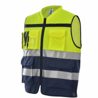 安大叔高警示反光背心A555荧光黄拼深蓝 XL码