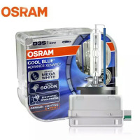欧司朗OSRAM氙气灯汽车大灯灯泡D3S远光灯近光灯原车替换前大灯高亮35W色温6000K进口对装CBA
