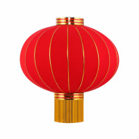 绒布面大红灯笼 无字金边80#直径约50CM 年货礼品国庆春节新年装饰婚庆户外大红灯笼植绒