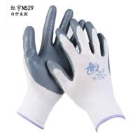 星宇 N529 红宇十三针白尼龙丁腈手套 白纱灰胶 8/M 12双装