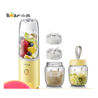 小熊(Bear)料理机家用 多功能便携式榨汁机 婴儿辅食机研磨绞肉机高硼硅三杯三刀 LLJ-B04G1
