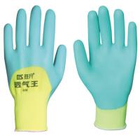 登升 #989 十三针尼龙浸乳胶发泡舒适贴手耐磨手套 绿色 均码 12双装